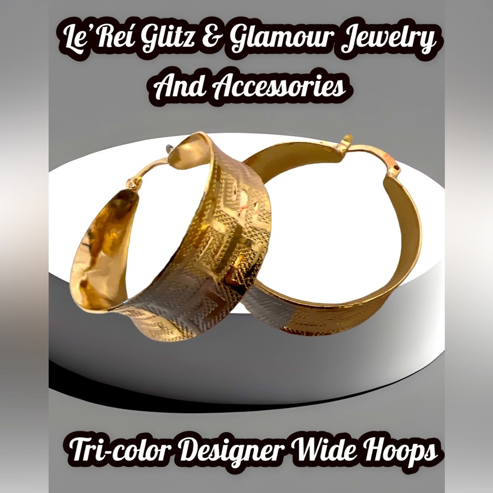 Gold filled tricolor Wide earrings
